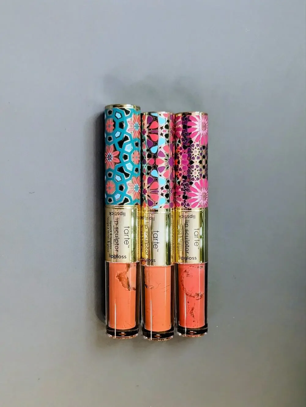 Tarte Lip Sculptor Lipstick/Lip Gloss Duo Bundle of 3 in shades of pink